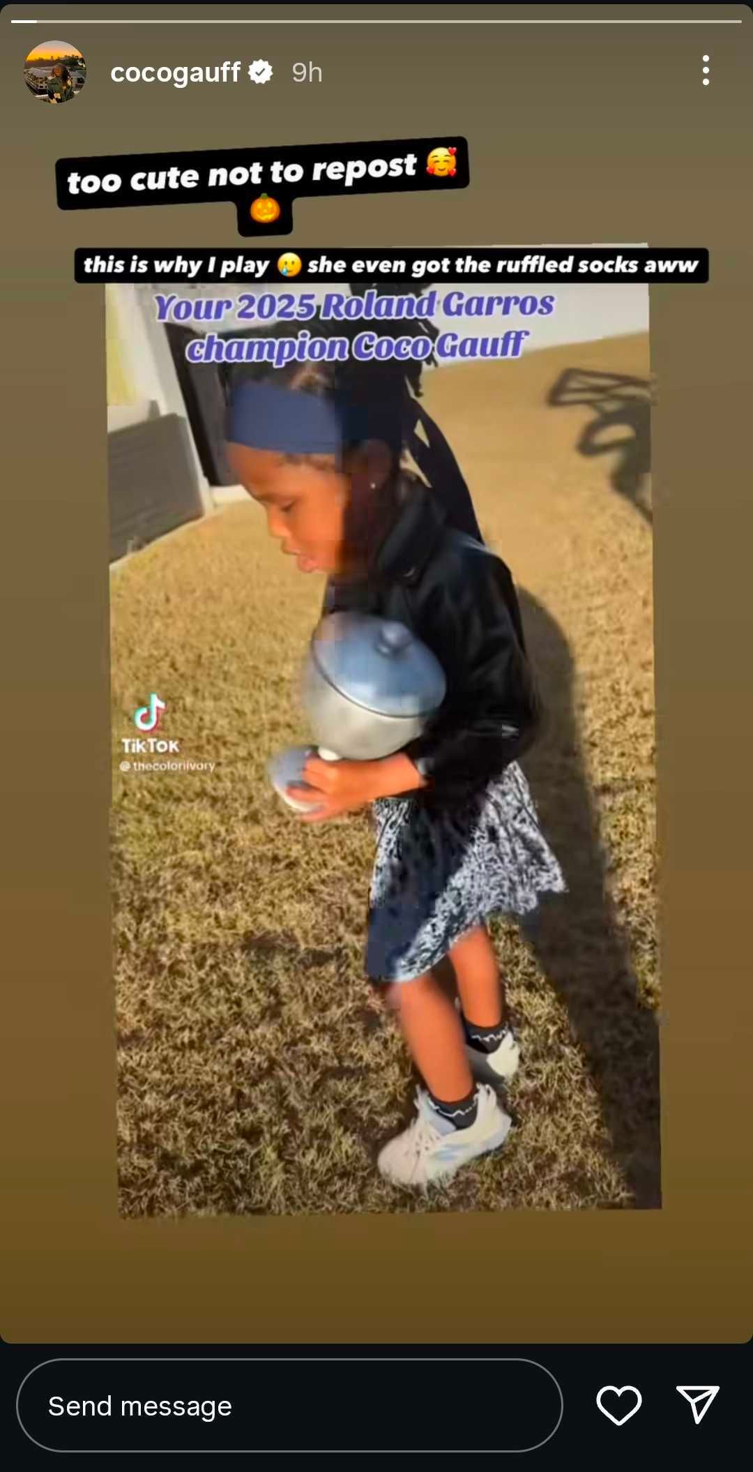 Screen grab of Coco Gauff's Instagram story