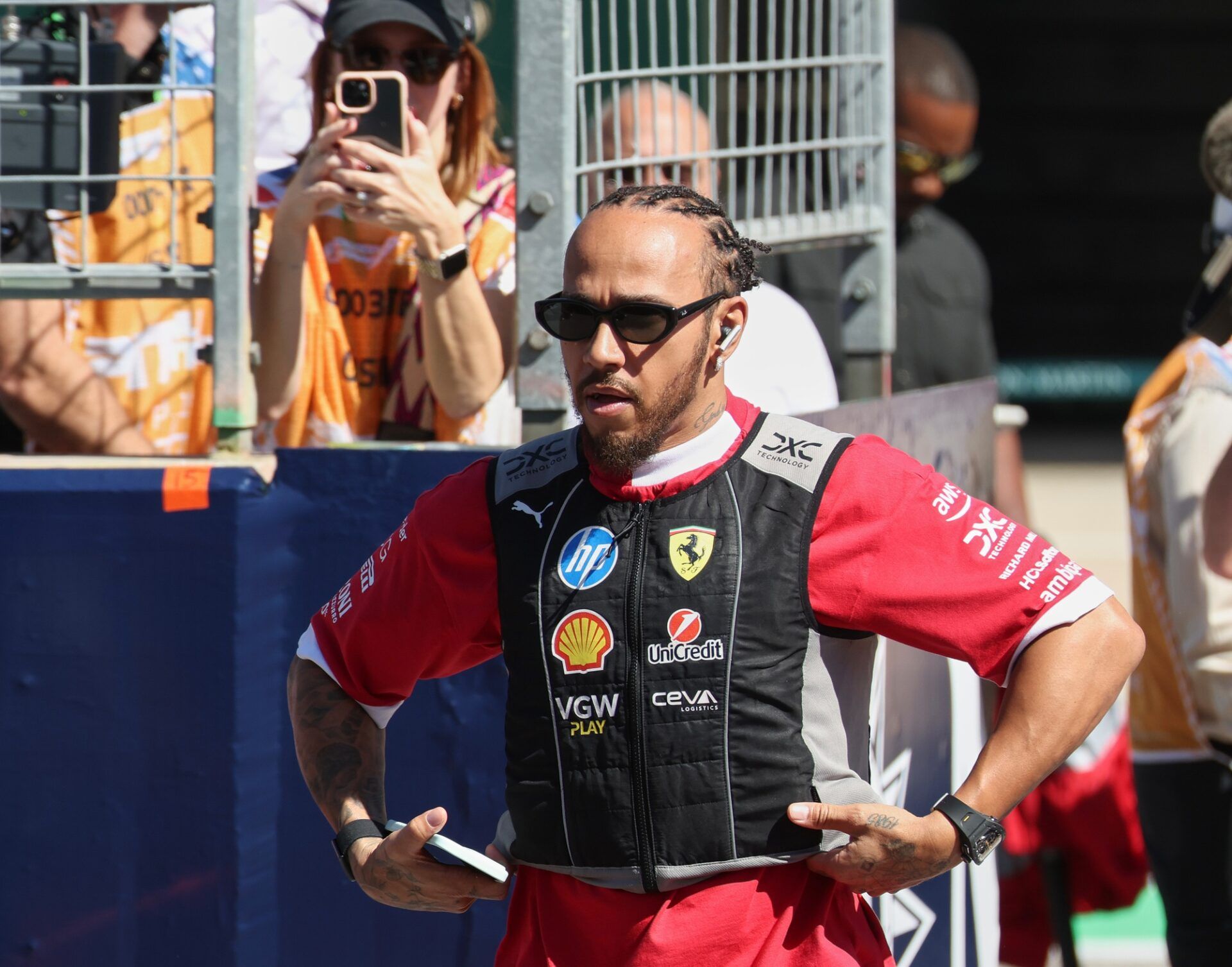 Scuderia Ferrari HP driver Lewis Hamilton (44) of Team Great Britain at the driversÕ parade at Circuit of The Americas Austin.