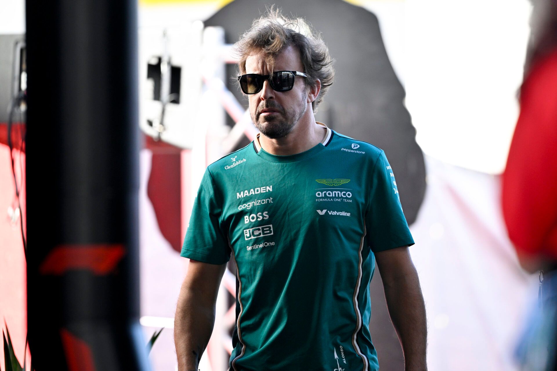 Aston Martin Aramco driver Fernando Alonso (14) of Team Spain arrives at the track before the start of the 2025 US Grand Prix at Circuit of The Americas Austin.