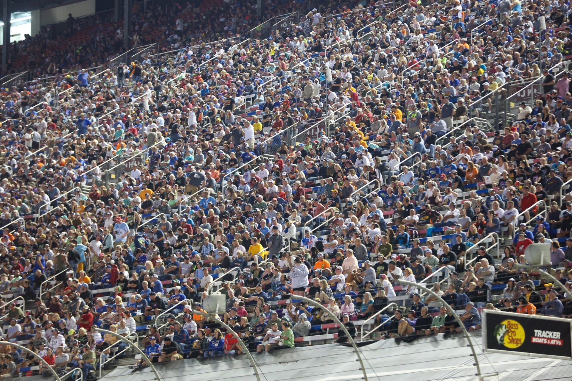 NASCAR fans watch the race at Bristol Motor Speedway.