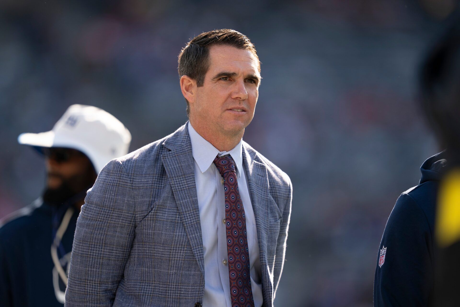 New York Giants General Manager Joe Shoen stands on the field prior to a week 9 game between New York Giants and San Francisco 49ers at MetLife Stadium on Sunday, Nov. 2, 2025.