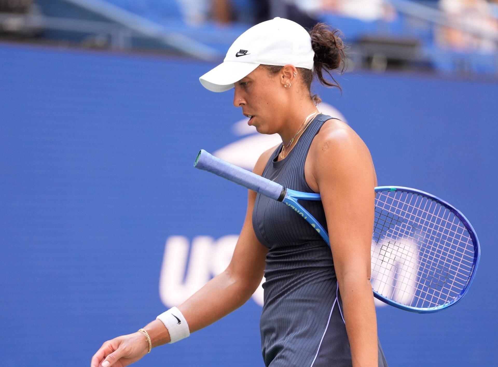 Madison Keys (USA) hits to Renata Zarazua (MEX)(not pictured) on day two of the 2025 U.S. Open tennis tournament at the USTA Billie Jean King National Tennis Center.