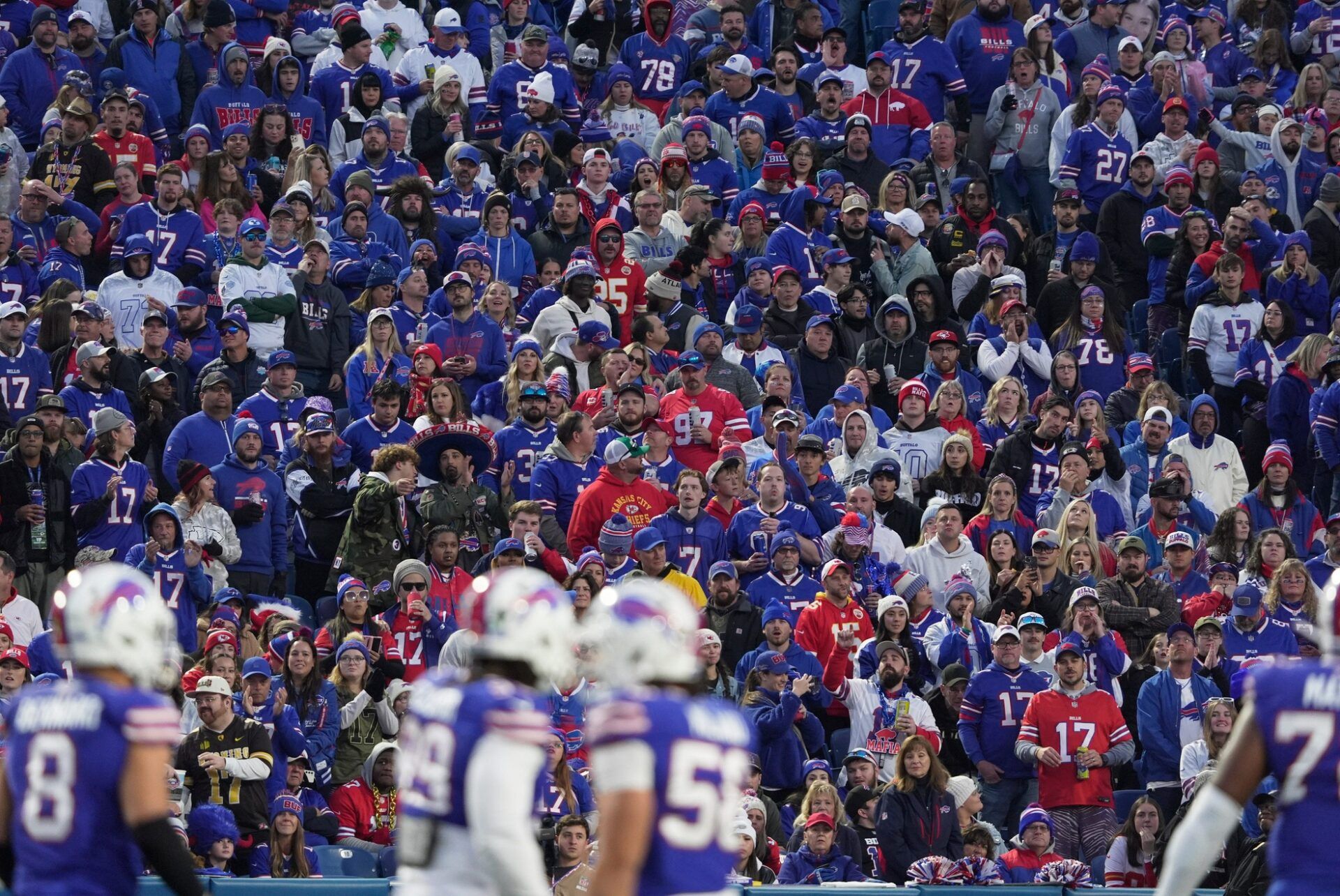 The crowd was loud cheering on the Bills during first half action against the Kansas City Chiefs at Highmark Stadium in Orchard Park on Nov. 2, 2025.