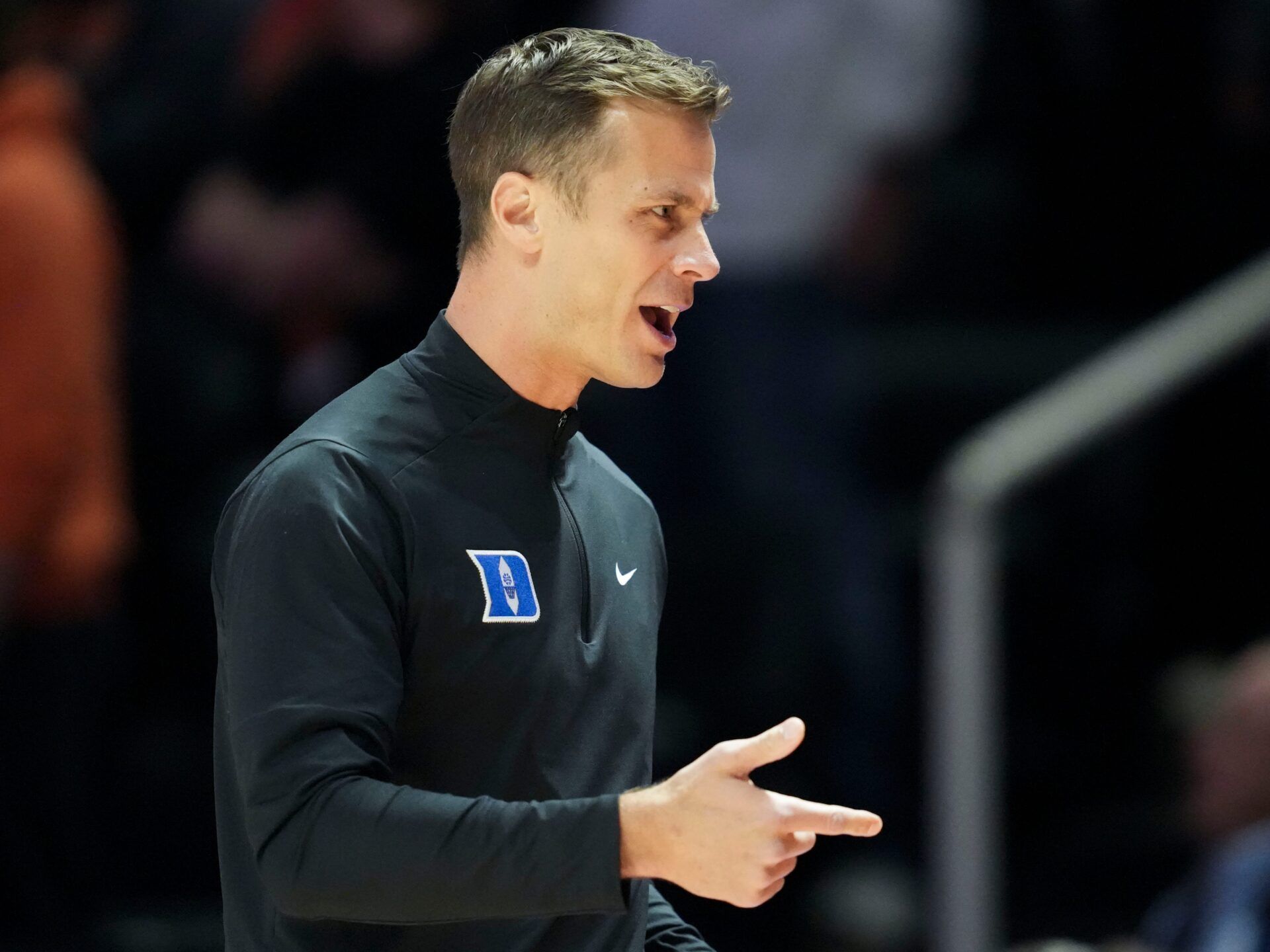 Duke basketball coach Jon Scheyer during the college basketball exhibition game against Tennessee on October 26, 2025, in Knoxville, Tenn.
