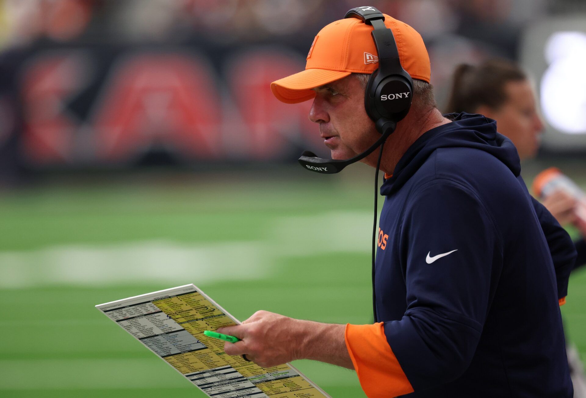 Denver Broncos head coach Sean Payton during the second half against the Houston Texans at NRG Stadium.