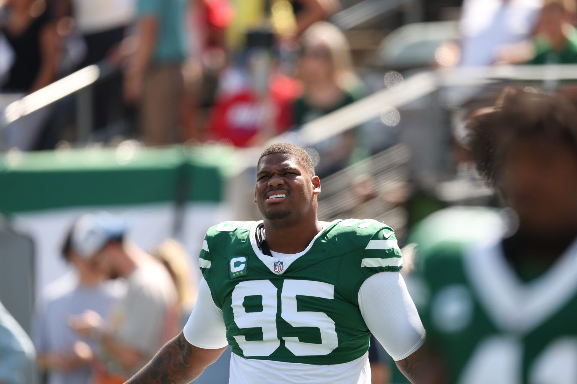 New York Jets defensive tackle Quinnen Williams (95) before the game against the Buffalo Bills at MetLife Stadium.