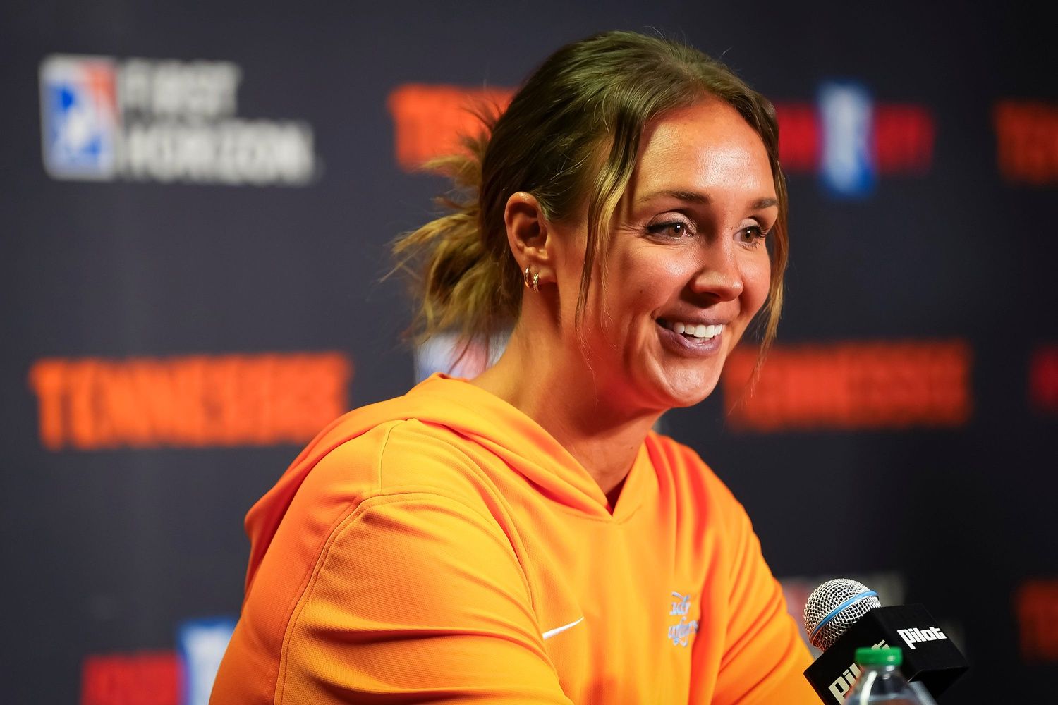 Tennessee coach Kim Caldwell during the Lady Vols' media day held at Thompson-Boling Arena at Food City Center in Knoxville on Oct. 22, 2025.