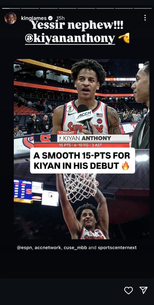 Source- LeBron James' Instagram Story