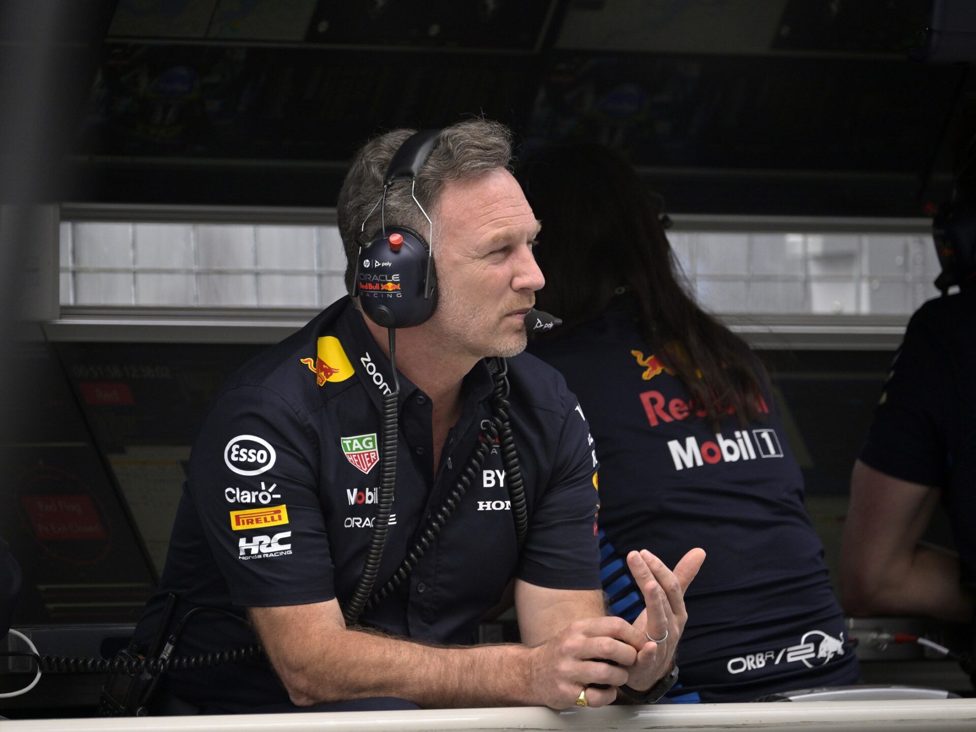 Red Bull Racing CEO and team principal Christian Horner in the pit lane at Circuit Gilles Villeneuve.