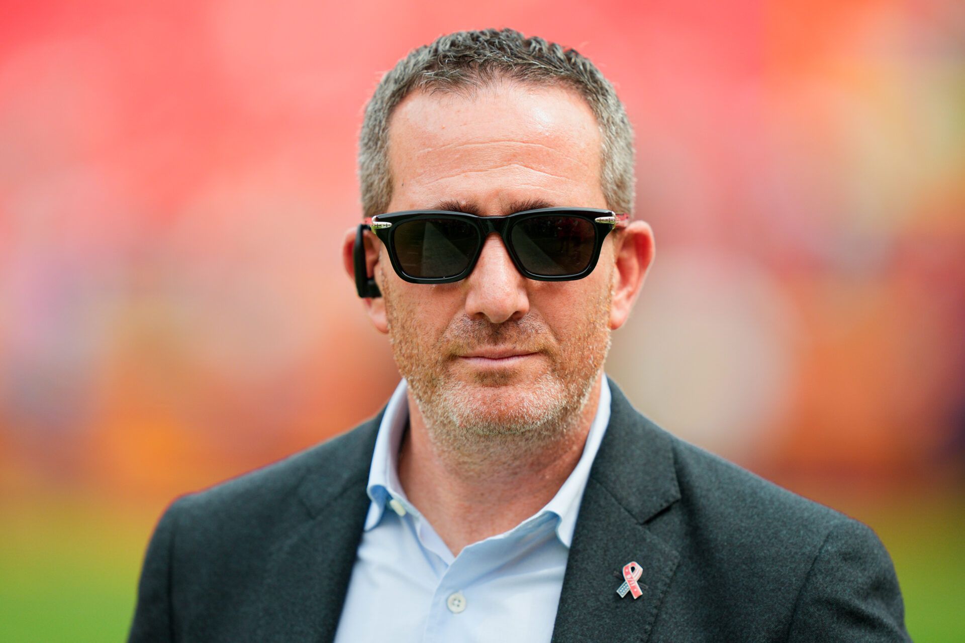 Philadelphia Eagles general manager Howie Roseman looks on prior to the game between the Kansas City Chiefs and the Philadelphia Eagles at GEHA Field at Arrowhead Stadium.