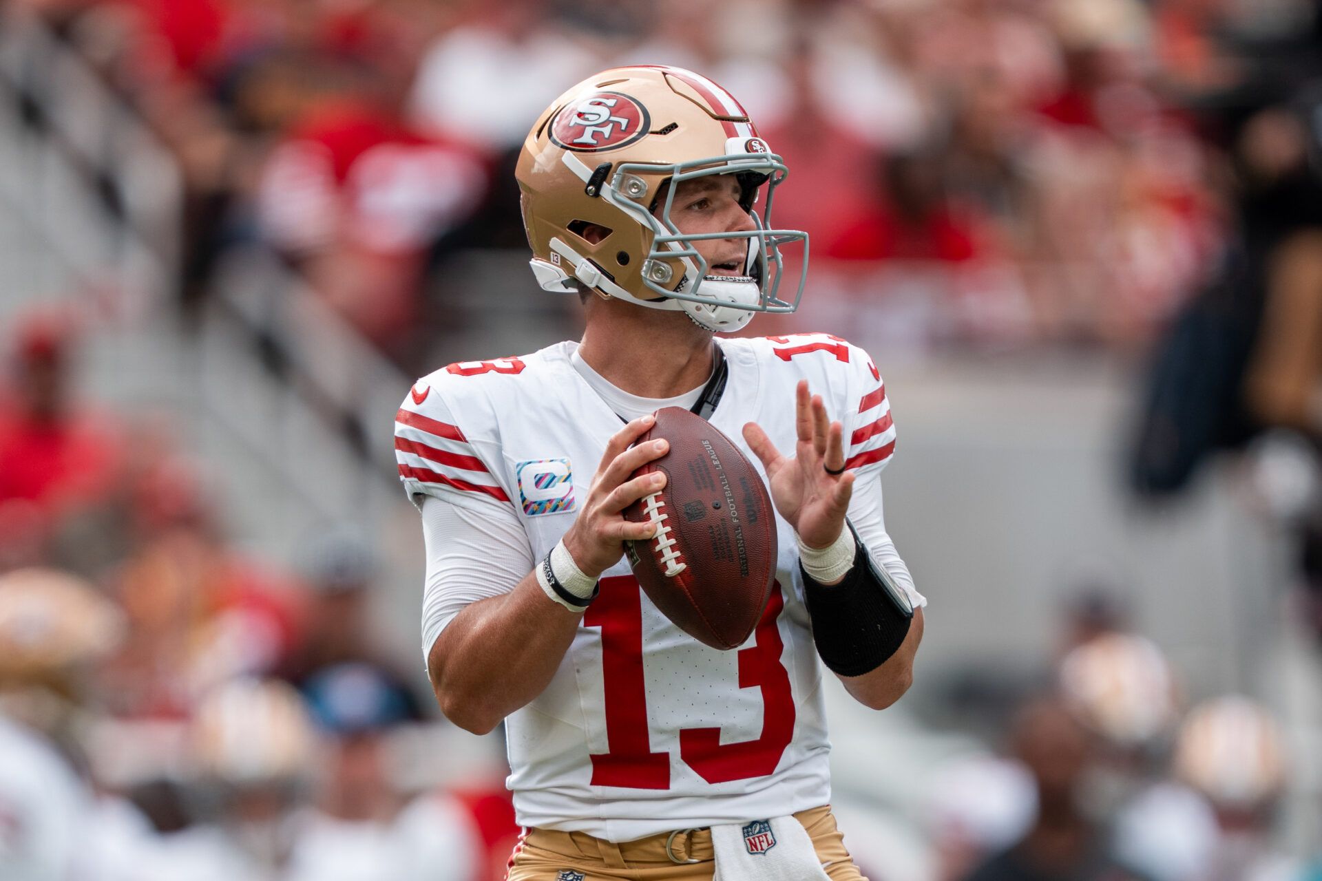 San Francisco 49ers quarterback Brock Purdy (13) during the third quarter against the Jacksonville Jaguars at Levi's Stadium.