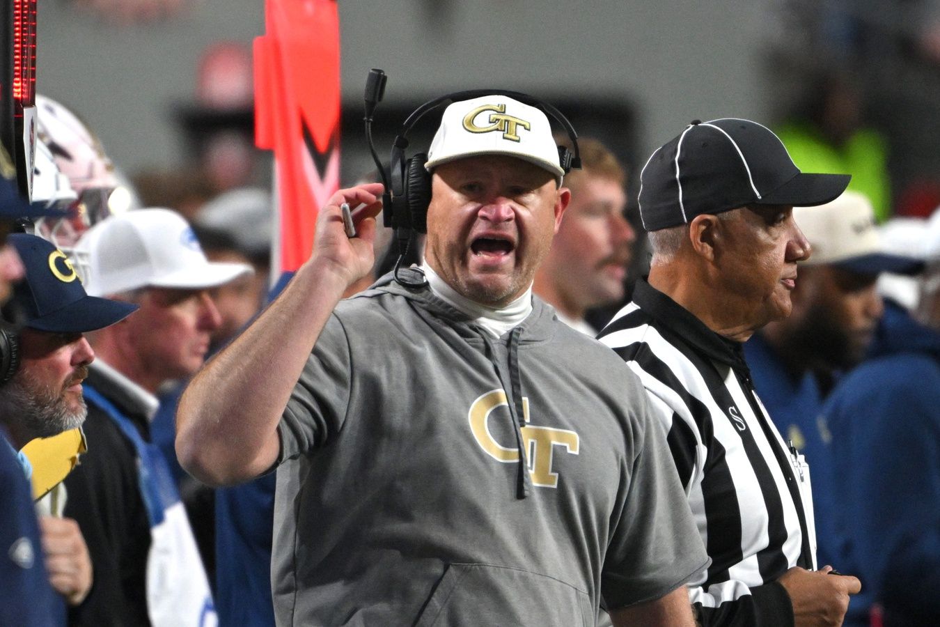Georgia Tech Yellow Jackets head coach Brent Key during the fourth quarter against the NC State Wolfpack at Carter-Finley Stadium.