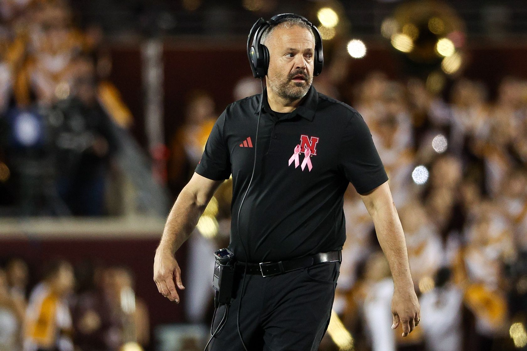 Nebraska Cornhuskers head coach Matt Rhule looks on during the second half against the Minnesota Golden Gophers at Huntington Bank Stadium.