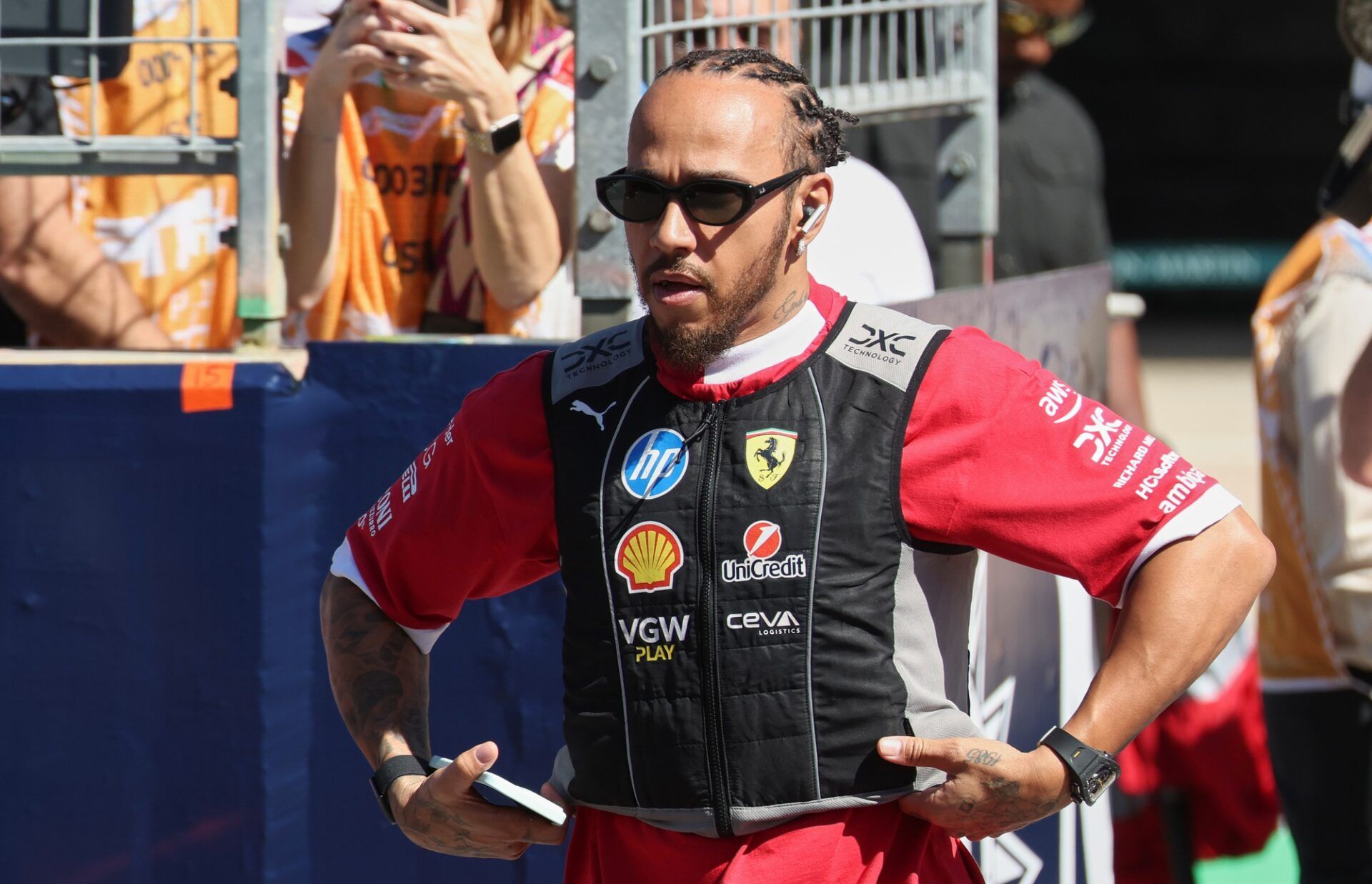 Scuderia Ferrari HP driver Lewis Hamilton (44) of Team Great Britain at the driversÕ parade at Circuit of The Americas Austin.