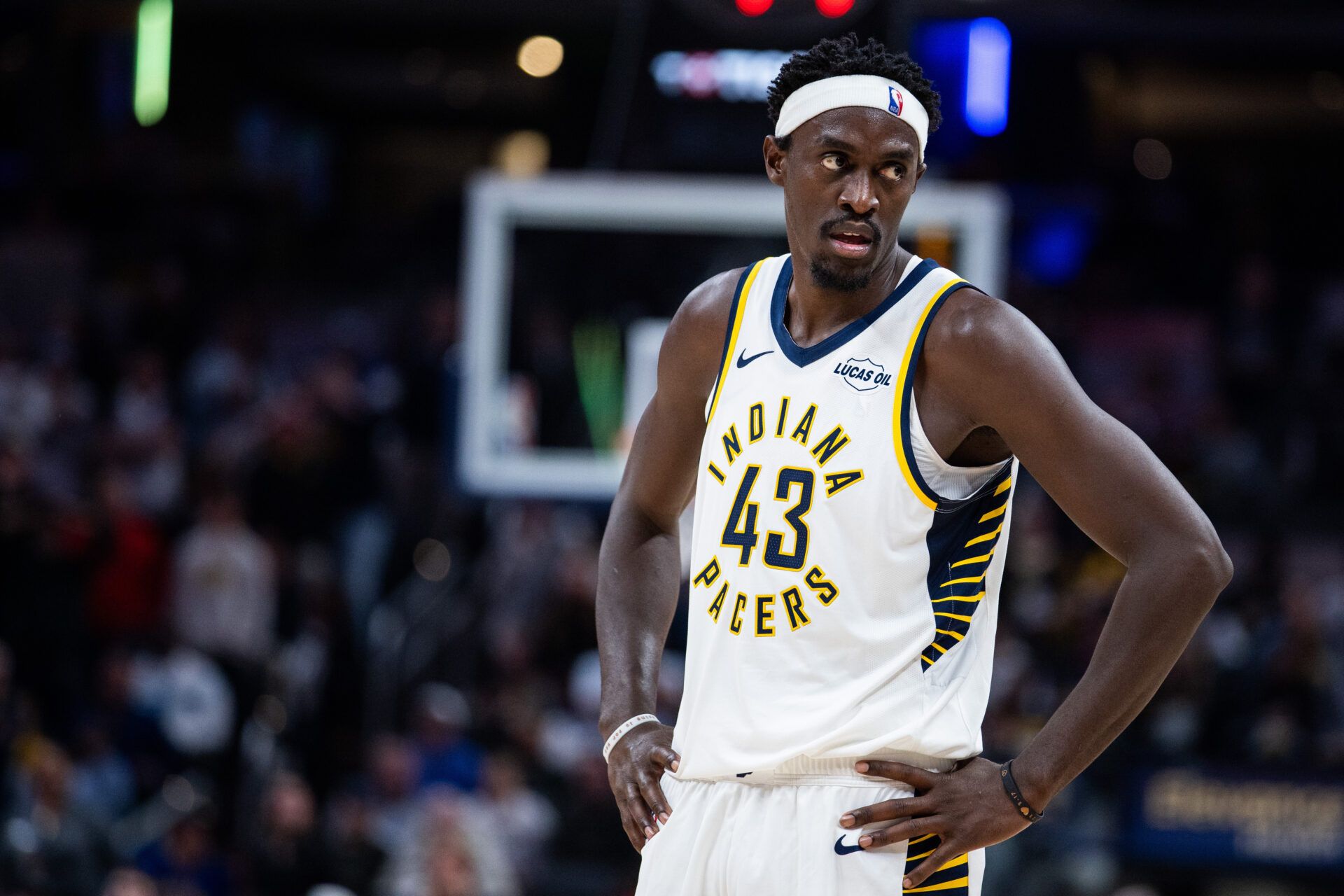 Indiana Pacers forward Pascal Siakam (43) in the first half against the Oklahoma City Thunder at Gainbridge Fieldhouse.