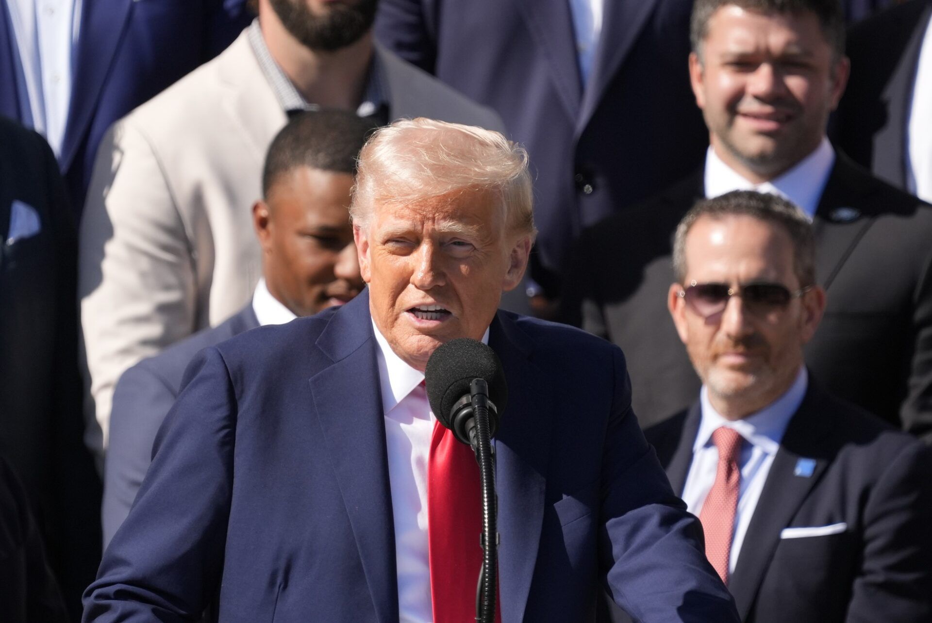 President Donald Trump honors the Super Bowl LIX champion Philadelphia Eagles at The White House in Washington D.C., on April 28, 2025.