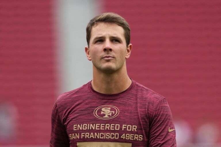San Francisco 49ers quarterback Brock Purdy (13) before the game against the Jacksonville Jaguars at Levi's Stadium.