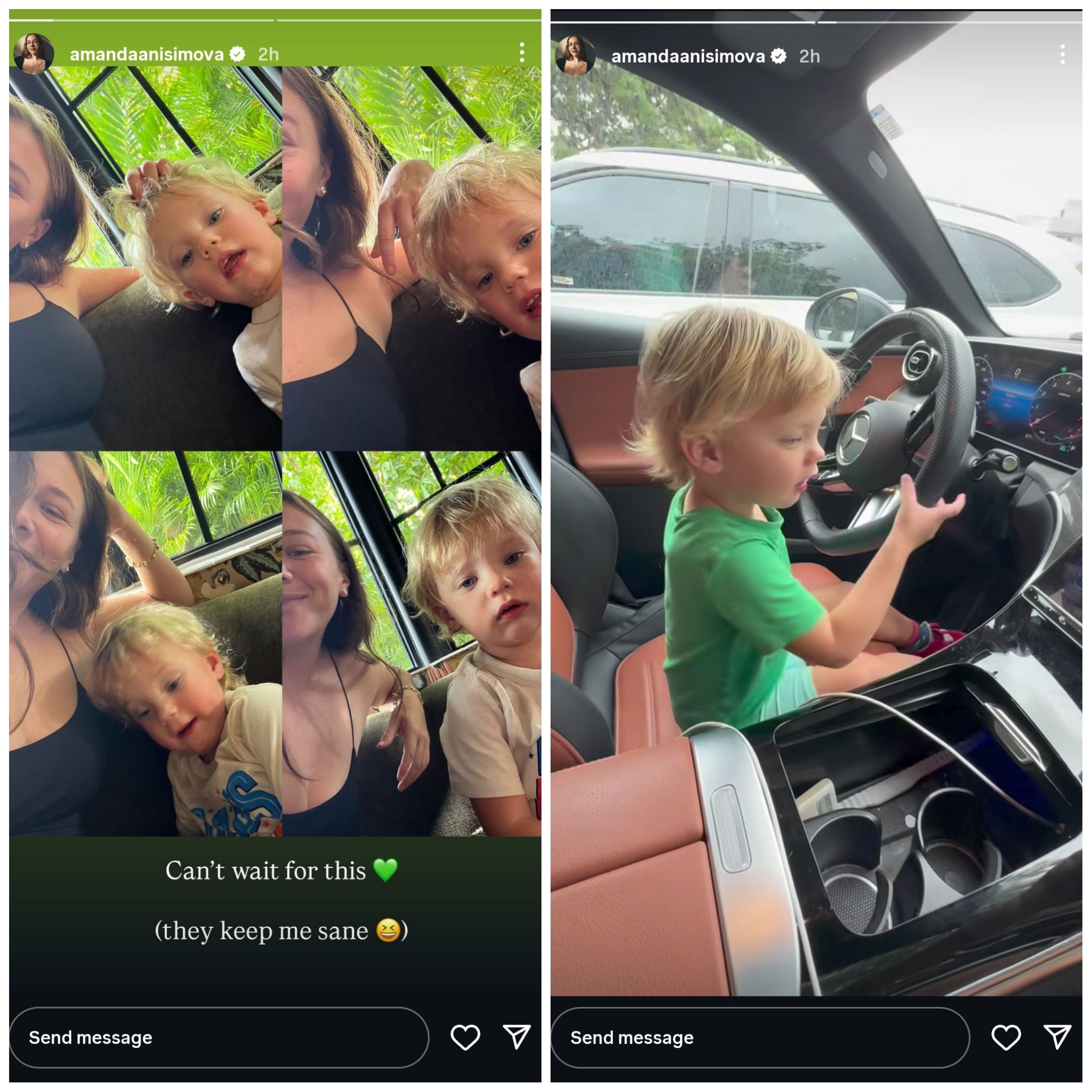 Screen grab of Amanda Anisimova's Instagram stories