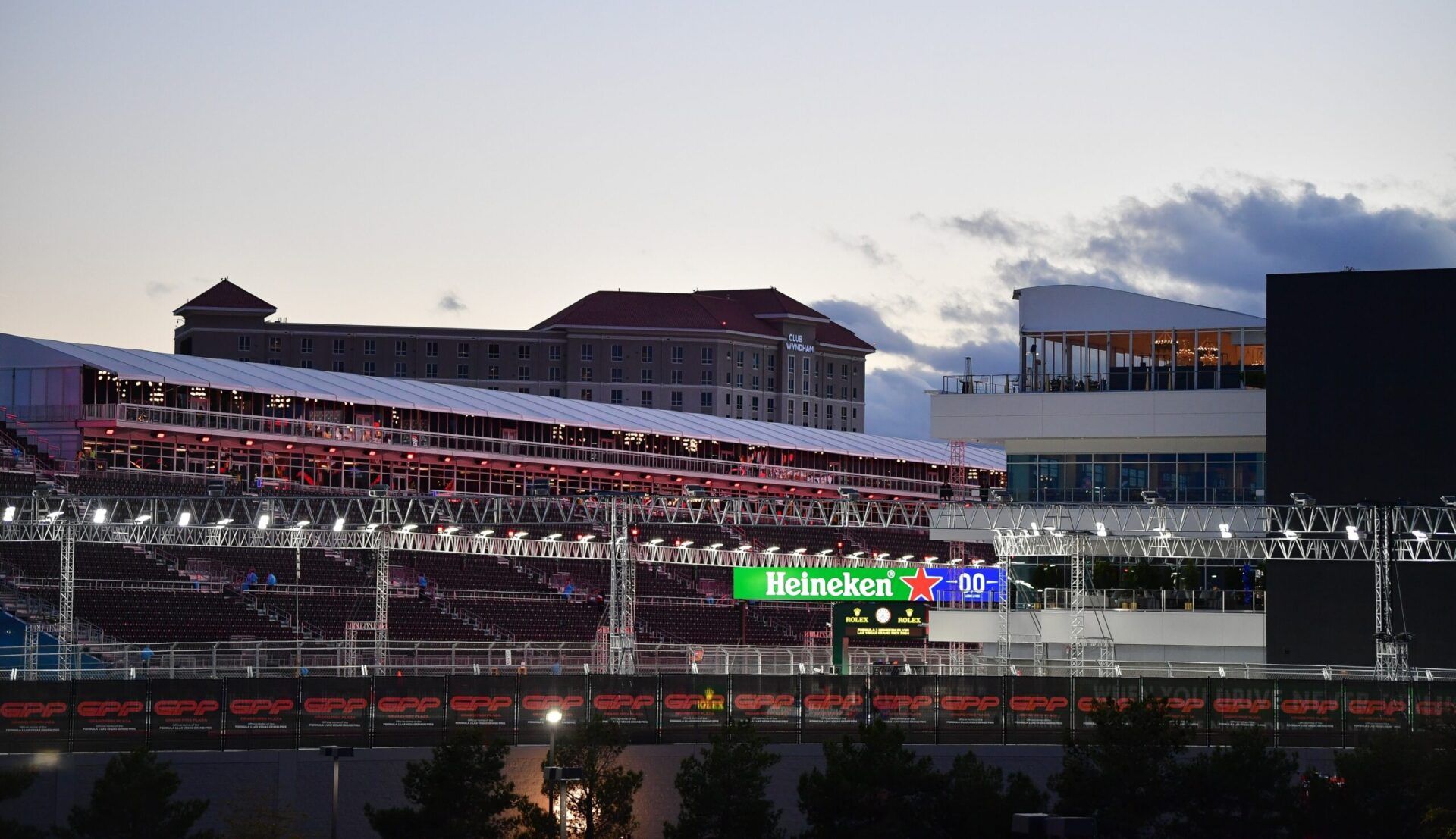 The paddock and garage complex of Las Vegas Circuit pictured before the Las Vegas Grand Prix.