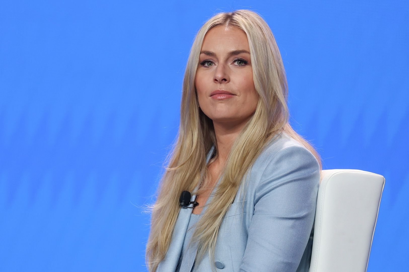 Olympic athlete Lindsey Vonn, Alpine Skiing, speaks with media during the U.S. Olympic Team Media Summit in preparation for the 2026 Milan Olympic Winter Games at Javits Center.