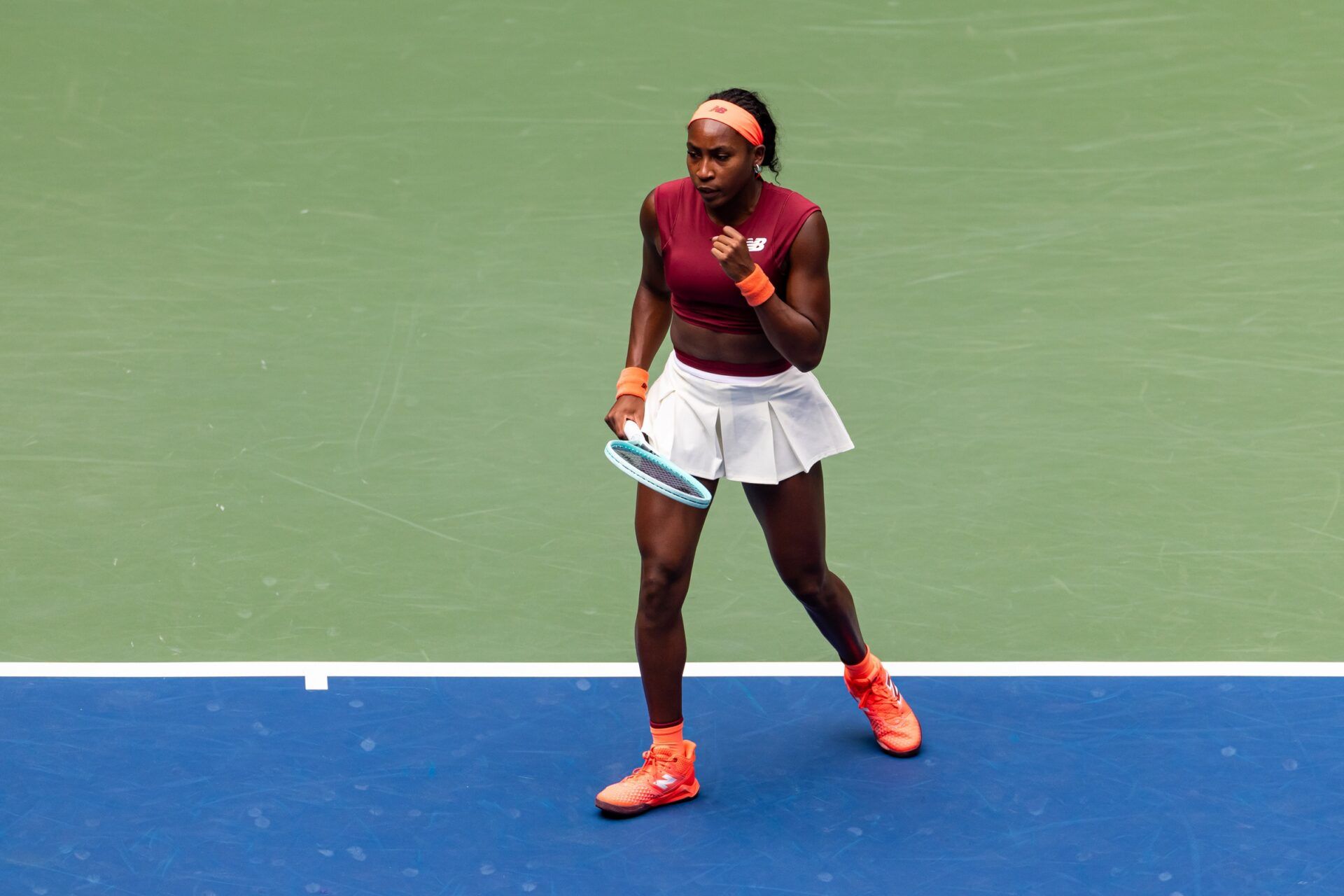 Coco Gauff of the United States in action against Naomi Osaka of Japan in the fourth round of the women’s singles at the US Open at Arthur Ashe Stadium in Billie Jean King National Tennis Center.