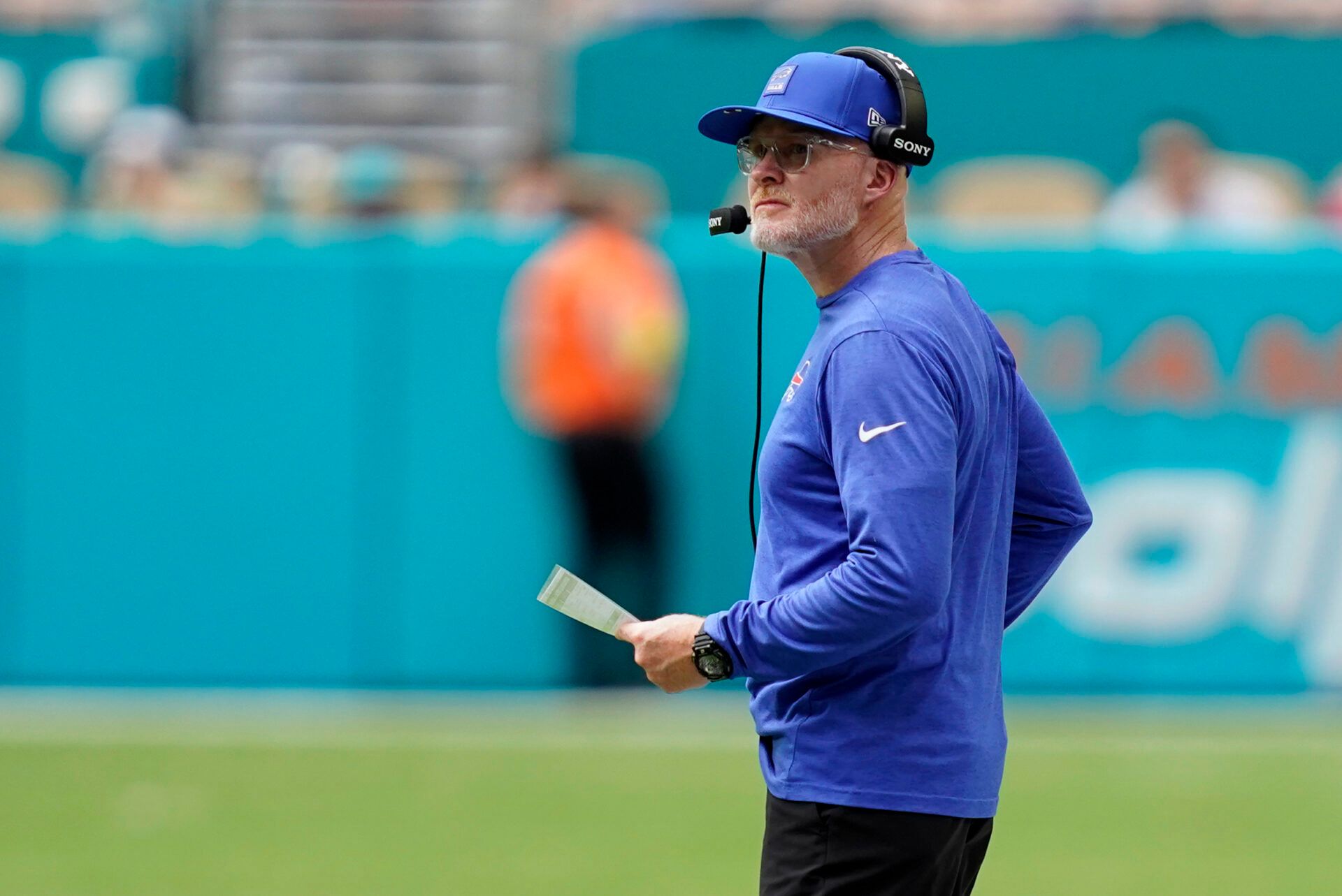 Buffalo Bills head coach Sean McDermott during the first half against the Miami Dolphins at Hard Rock Stadium.