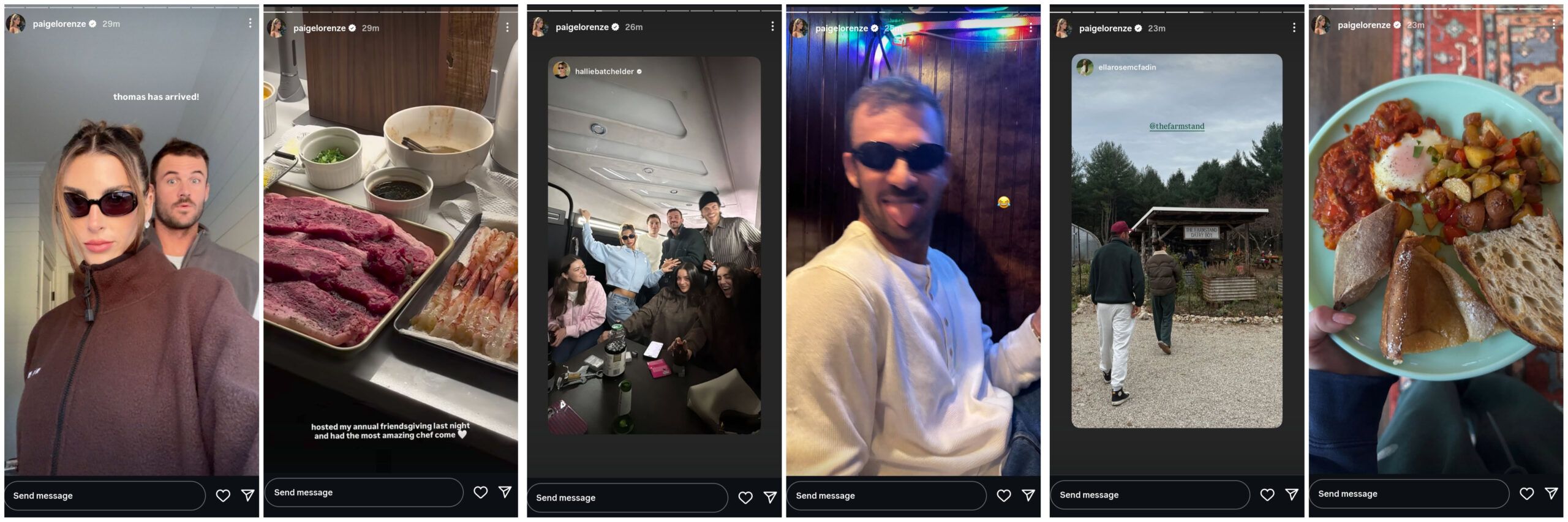 Screen grab of Tommy Paul's fiancée Paige Lorenze's Instagram stories