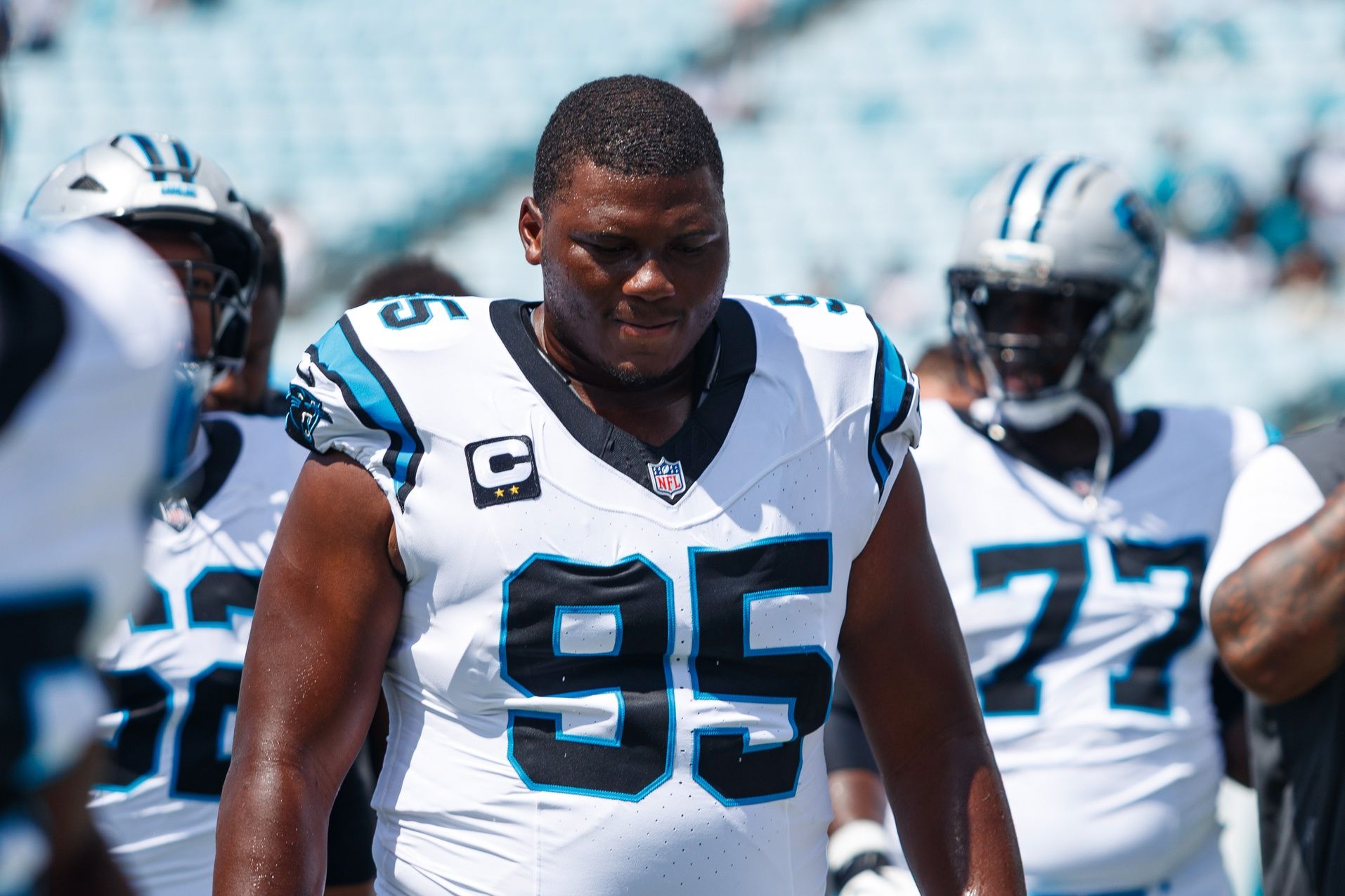 Carolina Panthers defensive end Derrick Brown (95) against the Jacksonville Jaguars at EverBank Stadium.