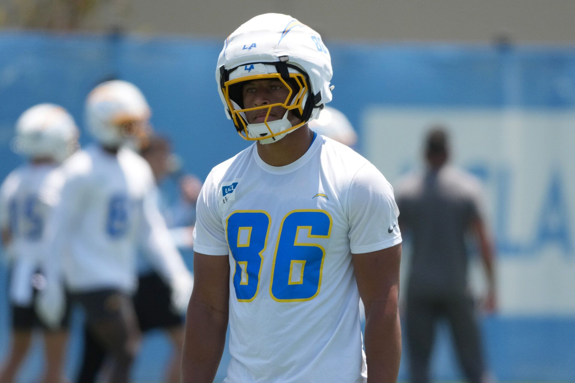 Los Angeles Chargers tight end Oronde Gadsen (86) during organized team activities at The Bolt.
