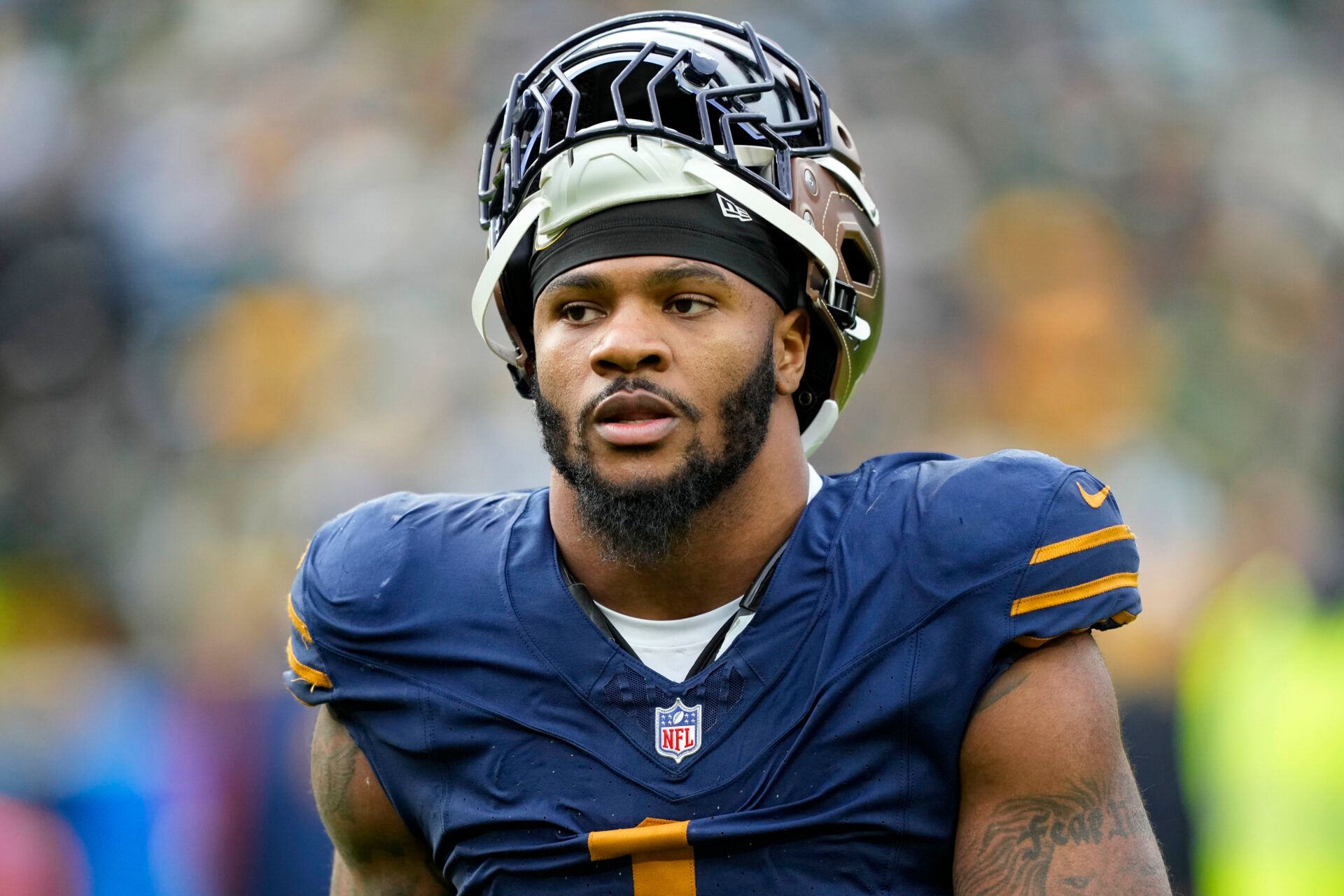 Green Bay Packers defensive end Micah Parsons (1) following the game against the Carolina Panthers at Lambeau Field.