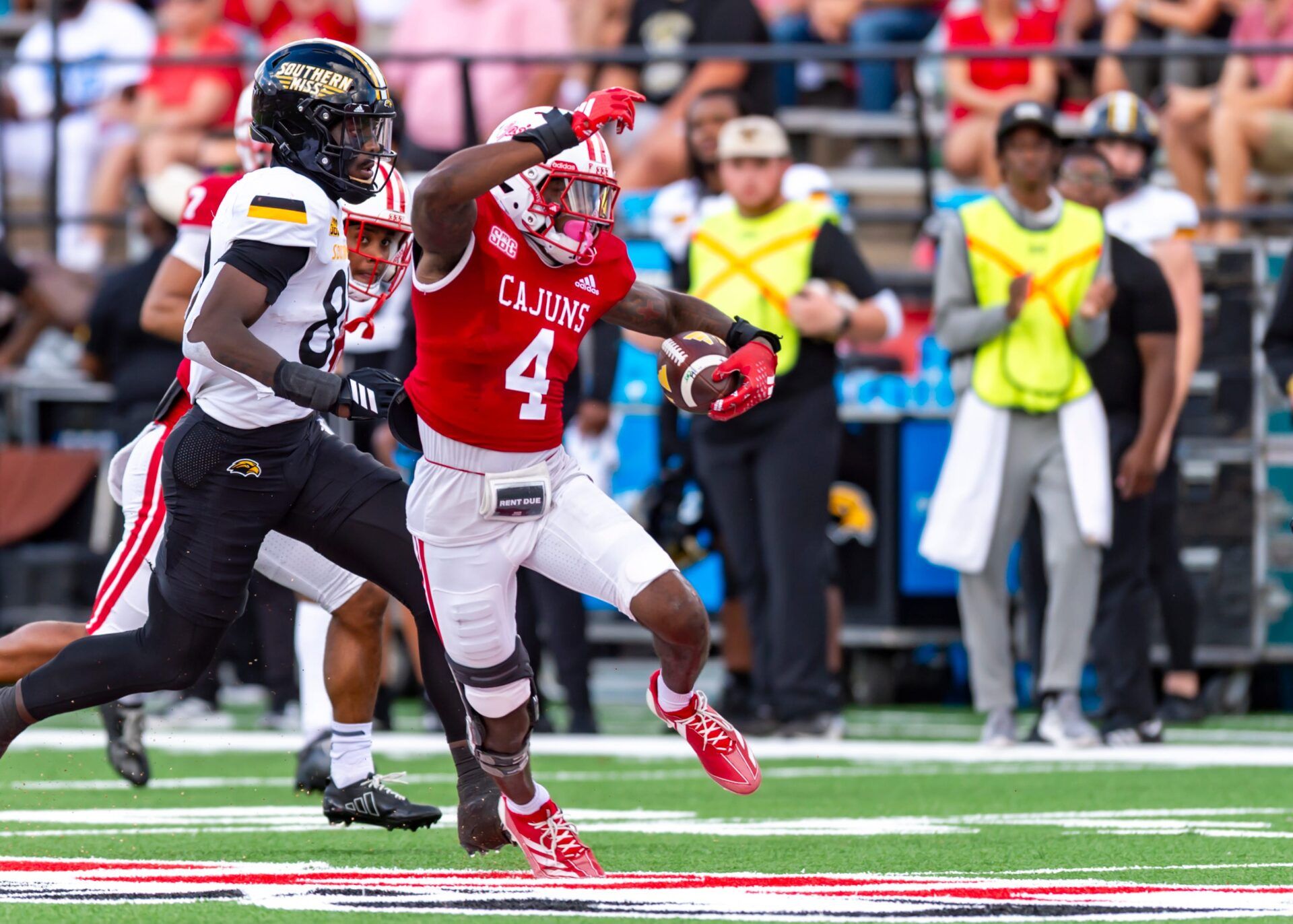 Safety Tyree Skipper 4, Louisianas Ragin Cajuns take on Southern Miss at Our Lady of Lourdes Stadium in Lafayette, LA. Saturday, Oct. 18, 2025.