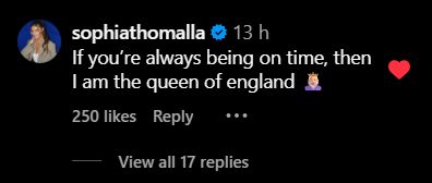 Alexander Zverev's girlfriend Sophia Thomalla's comment on Instagram