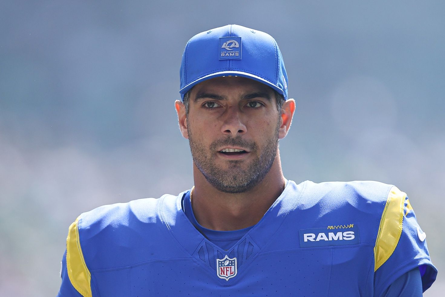 Los Angeles Rams quarterback Jimmy Garoppolo (11) before action against the Philadelphia Eagles at Lincoln Financial Field.