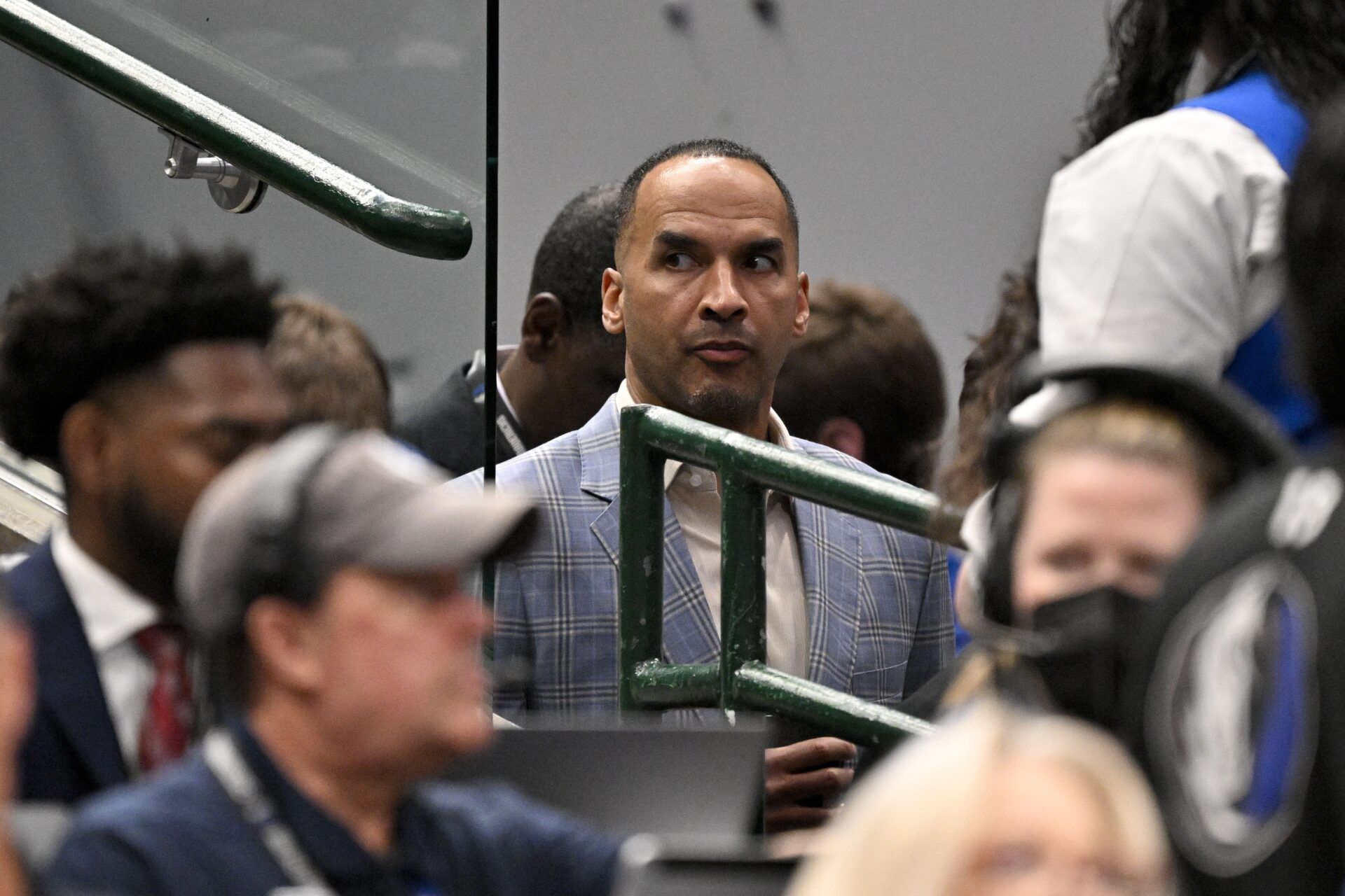 Dallas Mavericks general manger Nico Harrison look on during the third quarter against the Los Angeles Lakers at the American Airlines Center.