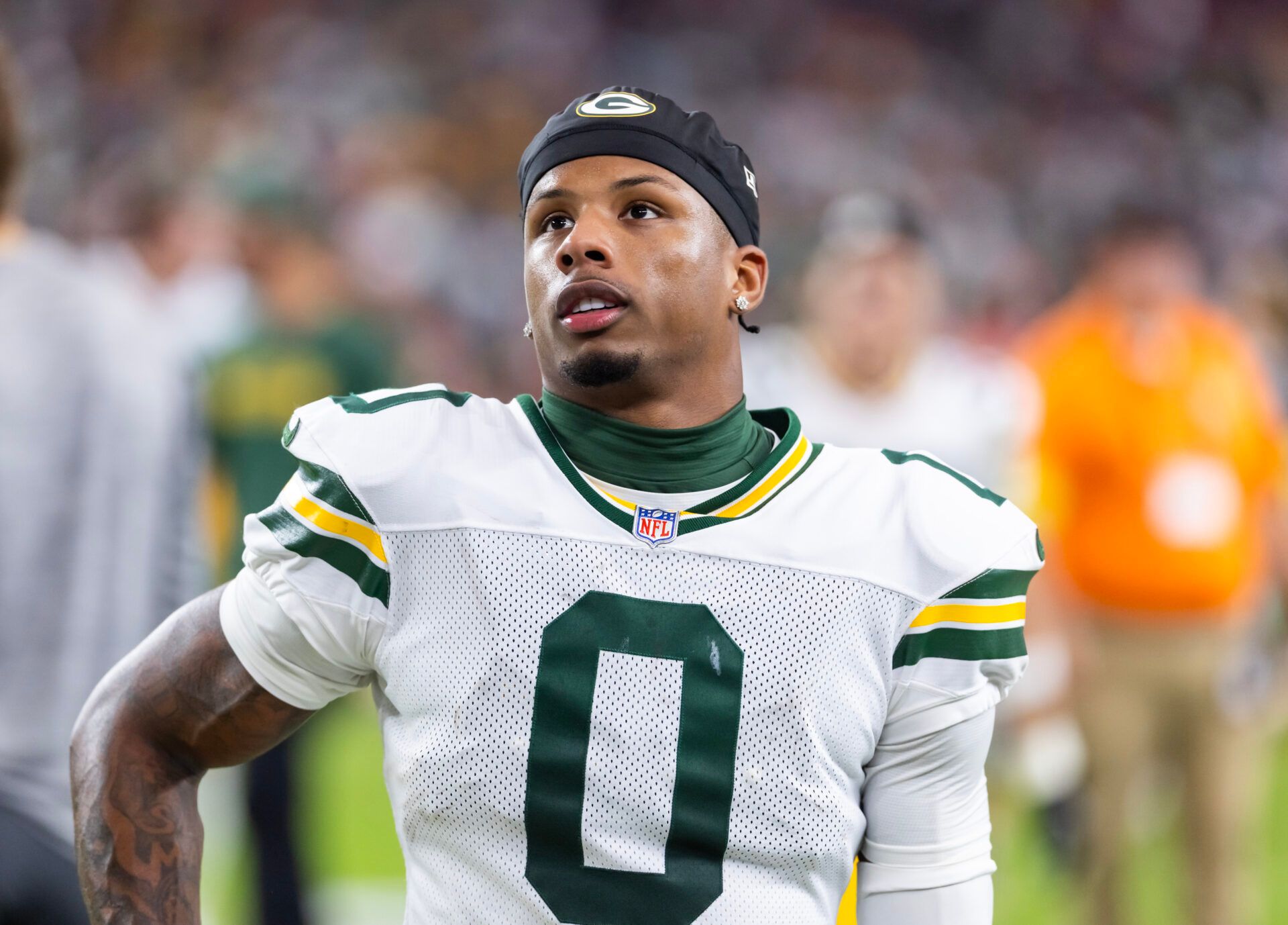 Green Bay Packers wide receiver Matthew Golden (0) against the Arizona Cardinals at State Farm Stadium.