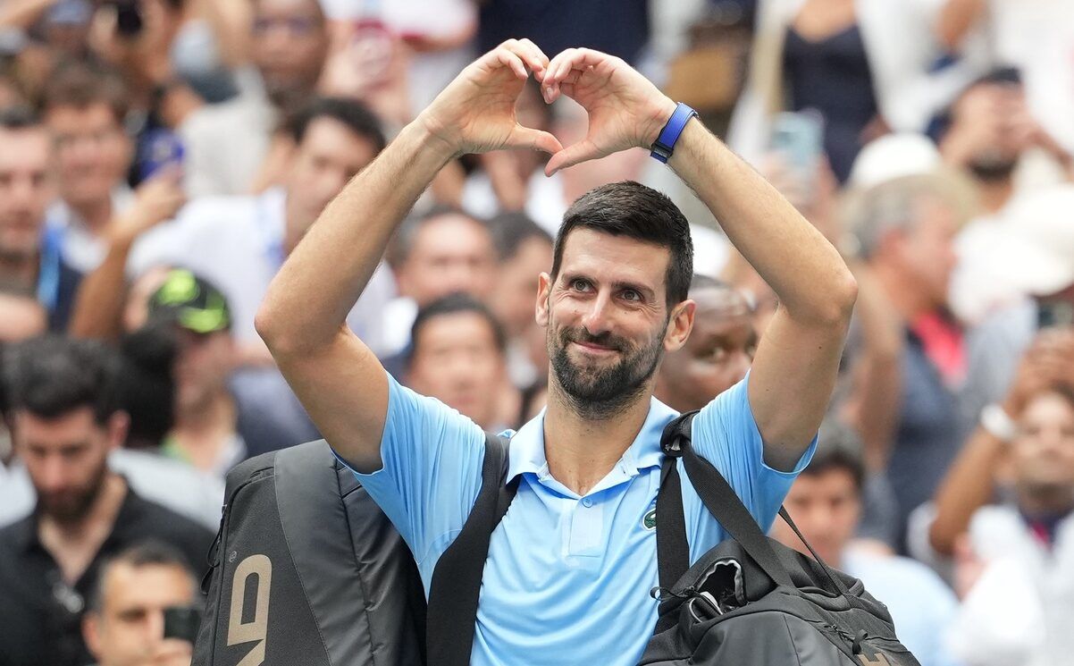 Novak Djokovic (SRB) after losing to Carlos Alcaraz (ESP) (not pictured) on day thirteen of the 2025 U.S. Open tennis tournament at the USTA Billie Jean King National Tennis Center.