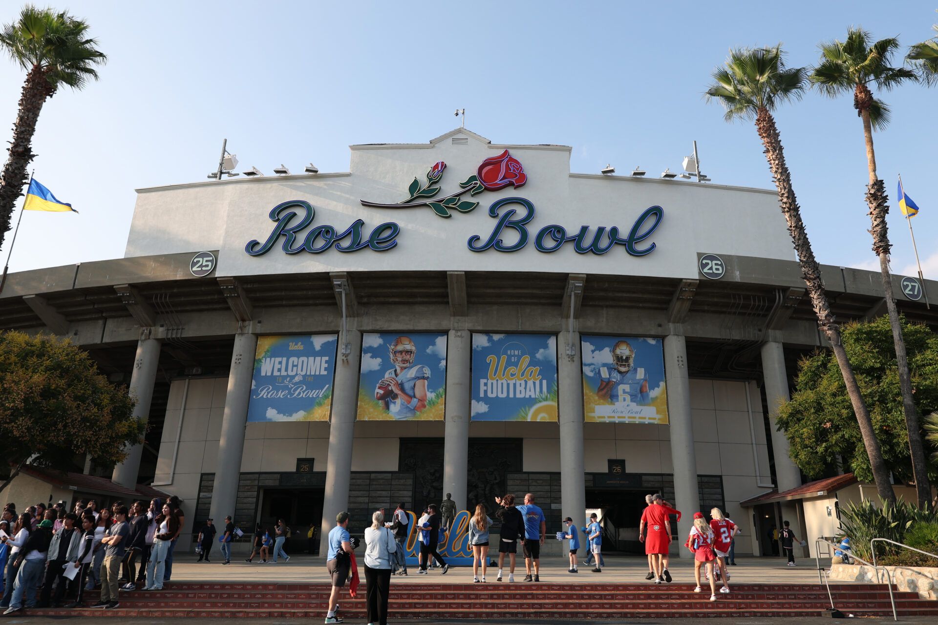 General view of the stadium before the game between the UCLA Bruins and the New Mexico Lobos at Rose Bowl.