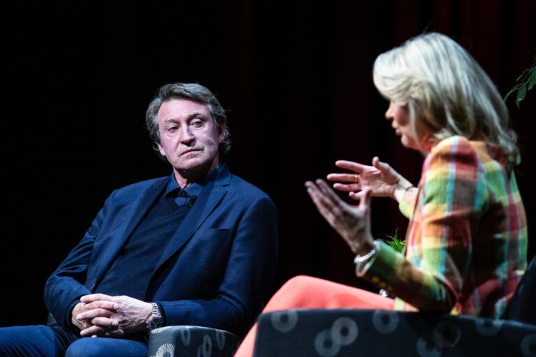 Wayne Gretzky, former National Hockey League player, listens to moderator Christine Simpson of Hockey Night in Canada during the Rancho Mirage Speaker Series at The Show in Rancho Mirage, Calif., on Monday, Jan. 23, 2023.

Wayne Gretzky Rancho Mirage Speaker Series4819