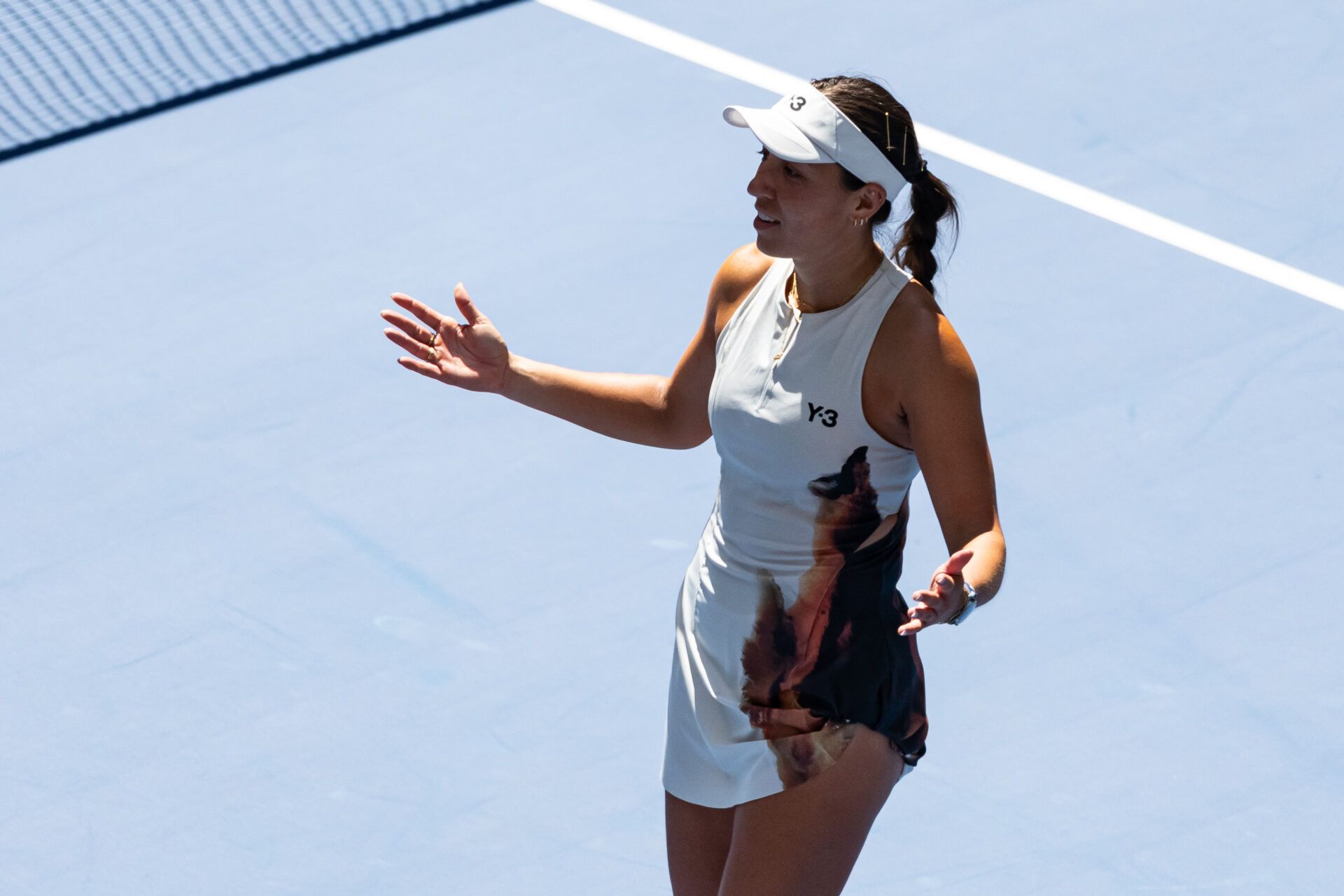 Jessica Pegula of the United States celebrates her victory over Barbora Krejcikova of Czech Republic in the quarterfinal of the womens singles at the US Open at Arthur Ashe Stadium in Billie Jean King National Tennis Center.