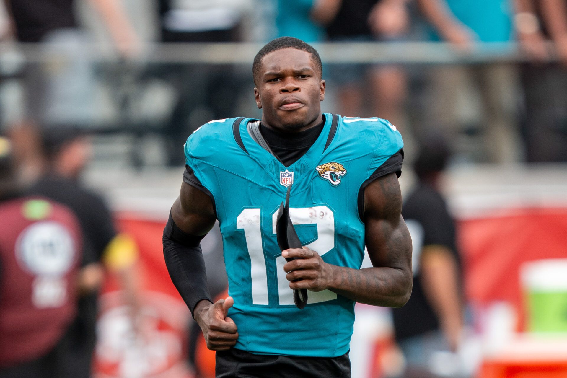 Jacksonville Jaguars wide receiver Travis Hunter (12) after the game against the San Francisco 49ers at Levi's Stadium.