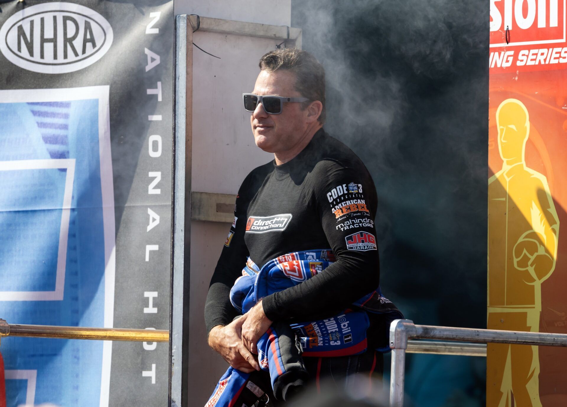 NHRA top fuel driver Tony Stewart during the Carolina Four Wide Nationals at zMax Dragway.