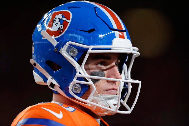 Denver Broncos quarterback Bo Nix (10) during the first half at Empower Field at Mile High.