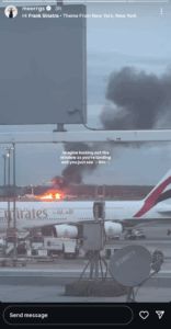 Taylor Fritz’s Girlfriend Witnesses Scary Incident As Fire Breaks Out Upon the Couple’s Return to New York From ATP Finals in Turin Riddle's humorous message on Instagram story showcasing the smoke