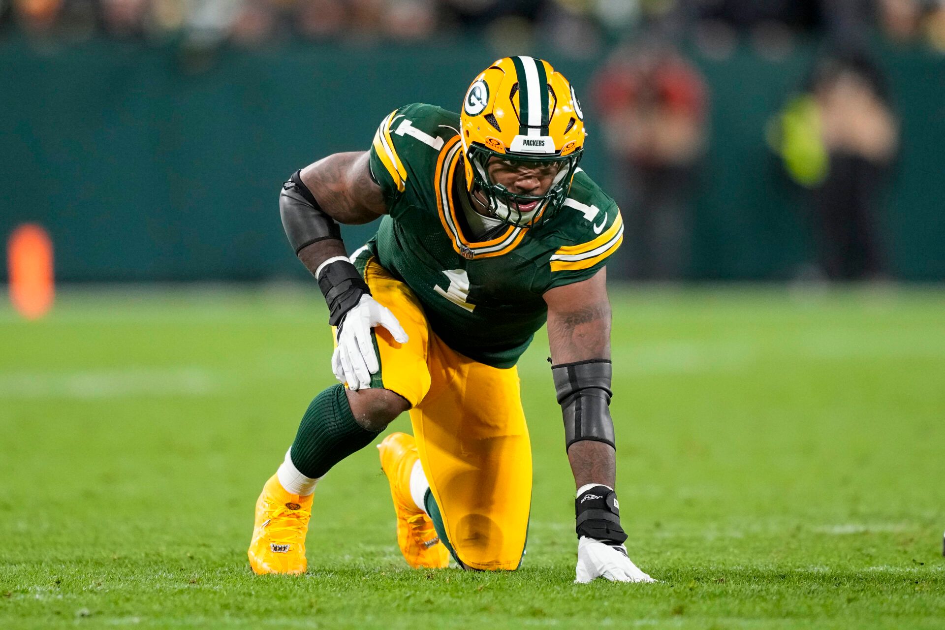 Green Bay Packers defensive end Micah Parsons (1) during the game against the Philadelphia Eagles at Lambeau Field.