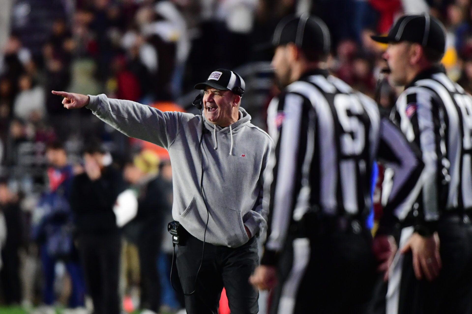 Boston College Eagles head coach Bill O'Brien reacts during the first half against Georgia Tech Yellow Jackets at Alumni Stadium.