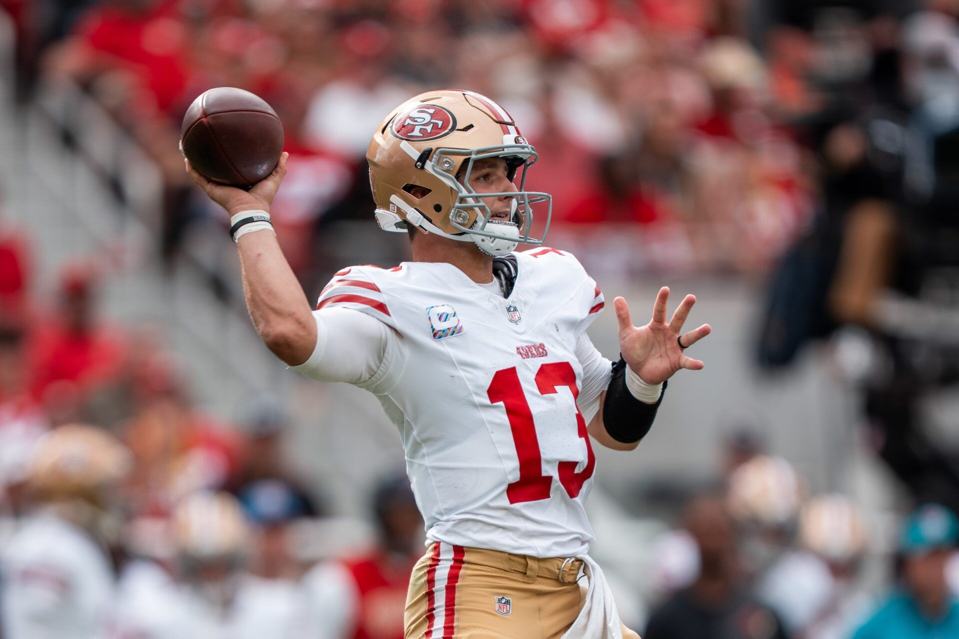 San Francisco 49ers quarterback Brock Purdy (13) during the third quarter against the Jacksonville Jaguars at Levi's Stadium.