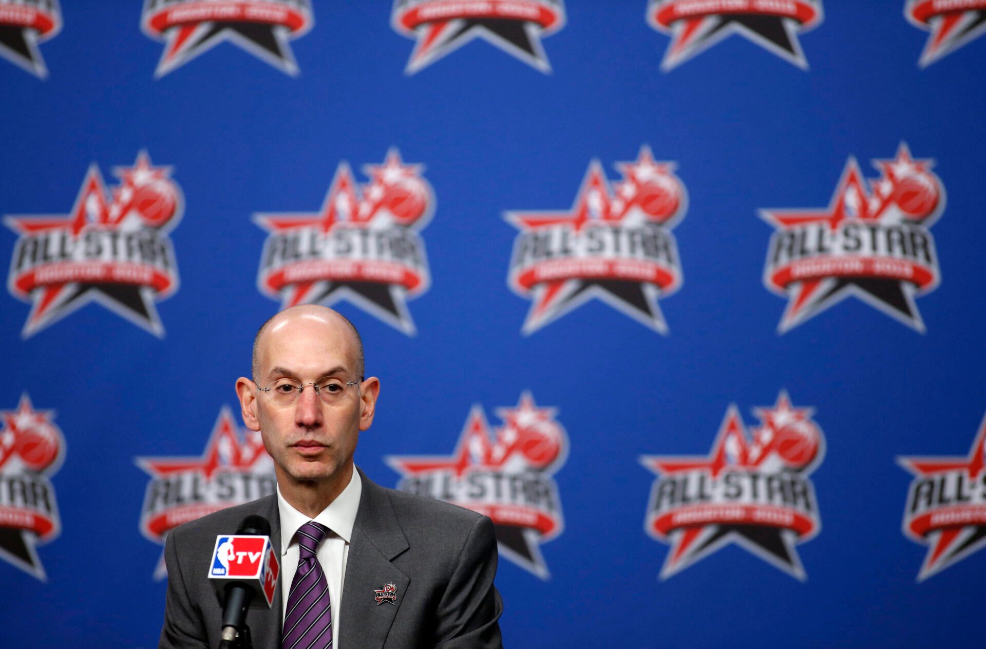 NBA deputy commissioner Adam Silver speaks at a press conference before the 2013 NBA all star Saturday at the Toyota Center.