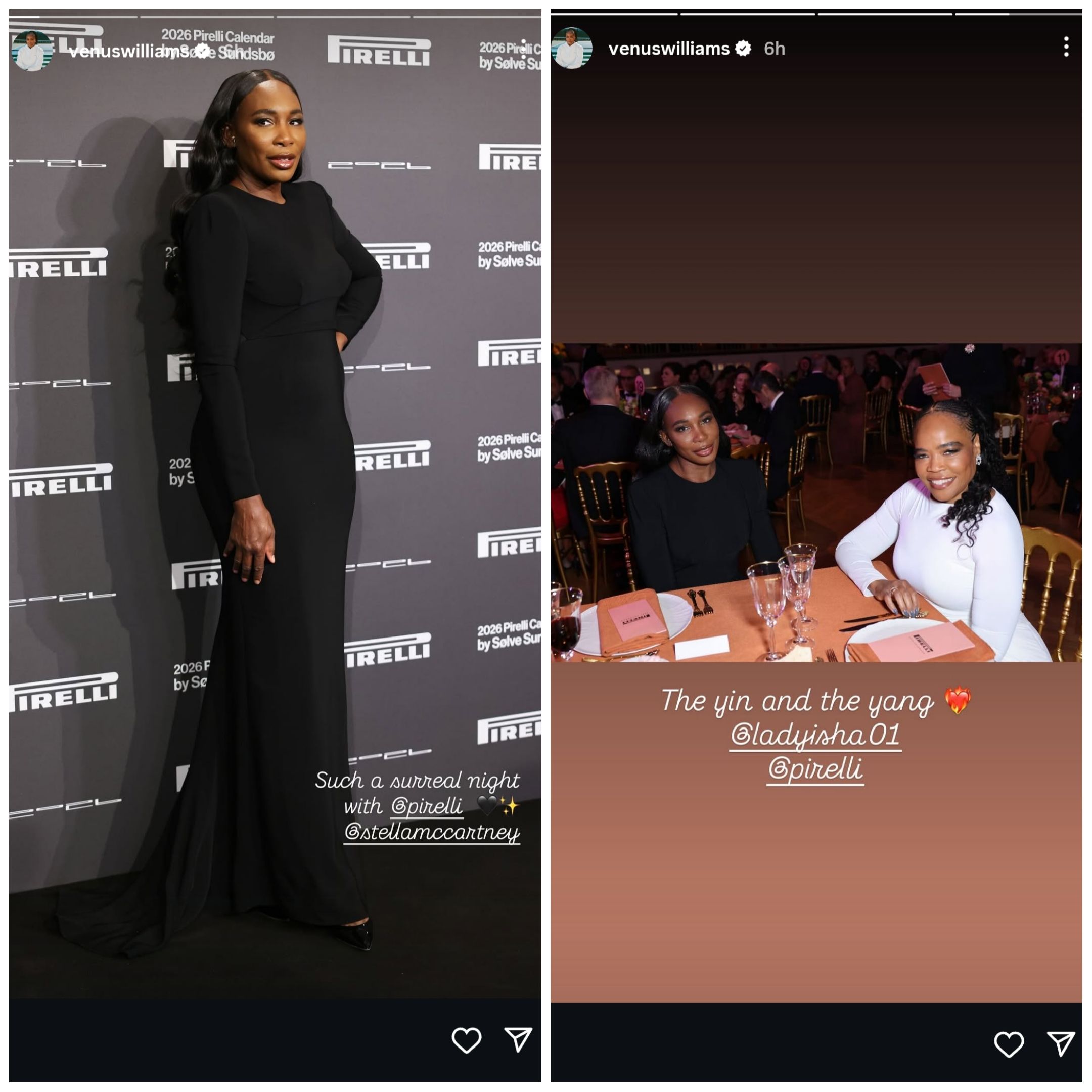 Venus Williams’ Partner Andrea Preti Reacts to Her ‘Bold and Full of Fire’ Photoshoot as Part of Pirelli’s 2026 Calendar Screen grab of Venus Williams' Instagram stories