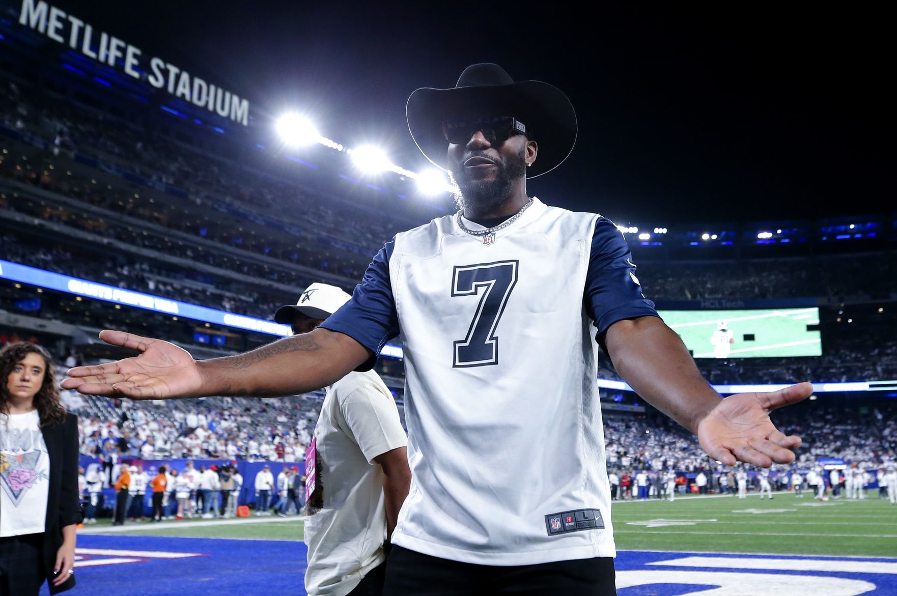 Dallas Cowboys former player Dez Bryant before the game against the New York Giants at MetLife Stadium.