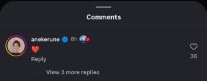 Aneke Rune's comment on Holger Rune's Instagram post